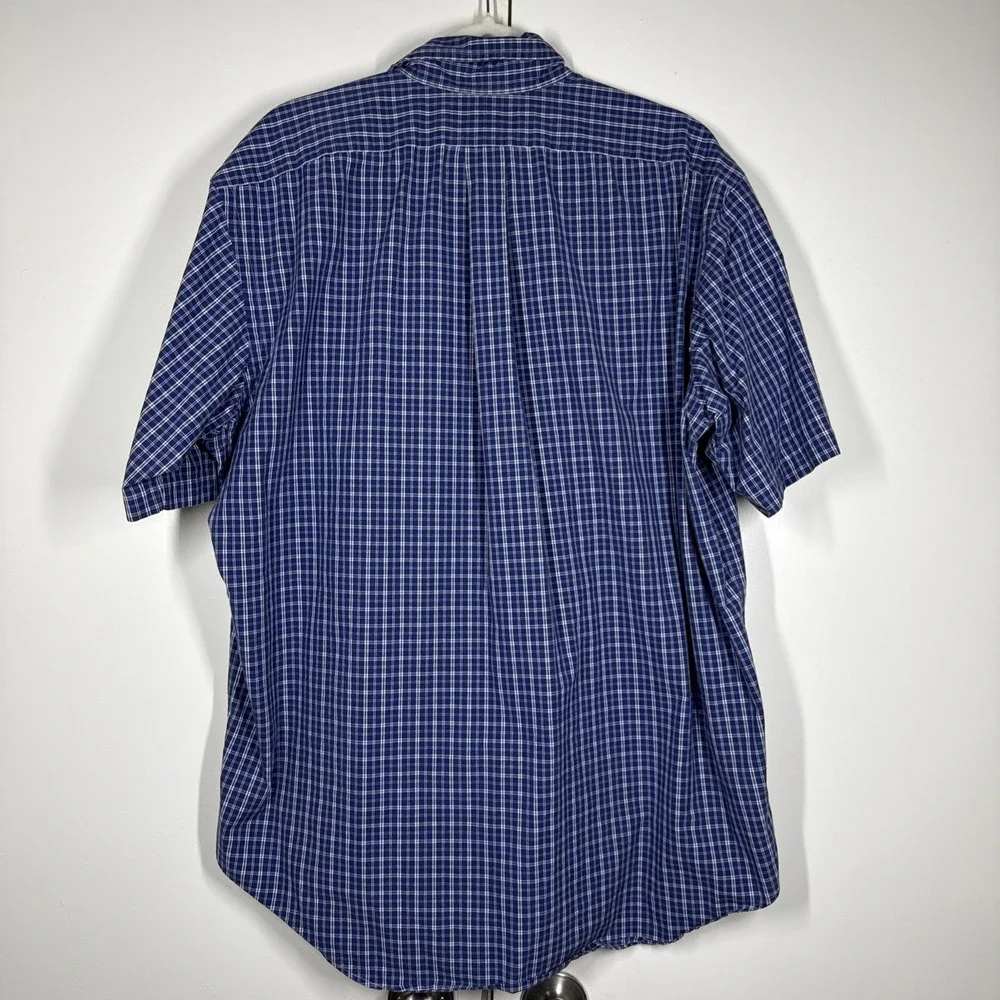 Polo Ralph Lauren Shirt Mens XL Blue Plaid Classic Fit Short Sleeve Red Pony